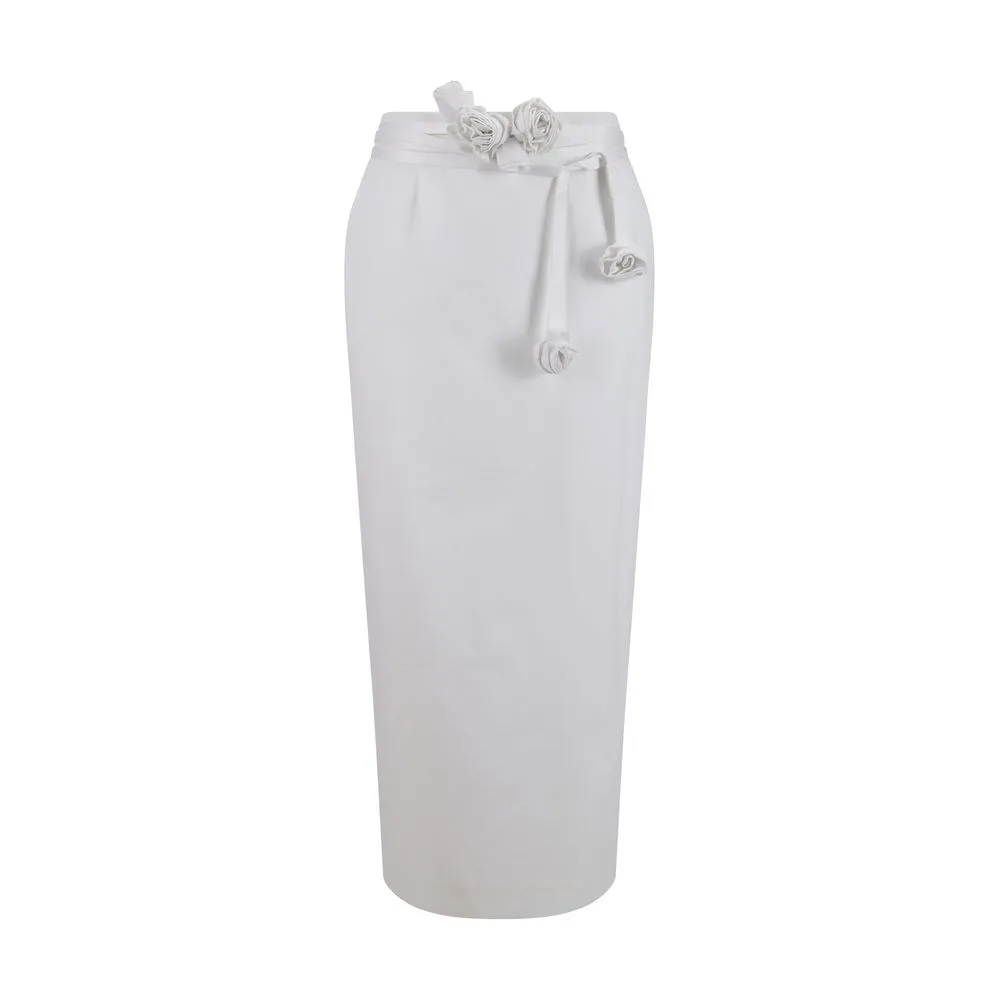 Magda Butrym Women White Pencil Skirt Fabric Solid Midi Bodycon Wrap Sz IT 36 XS