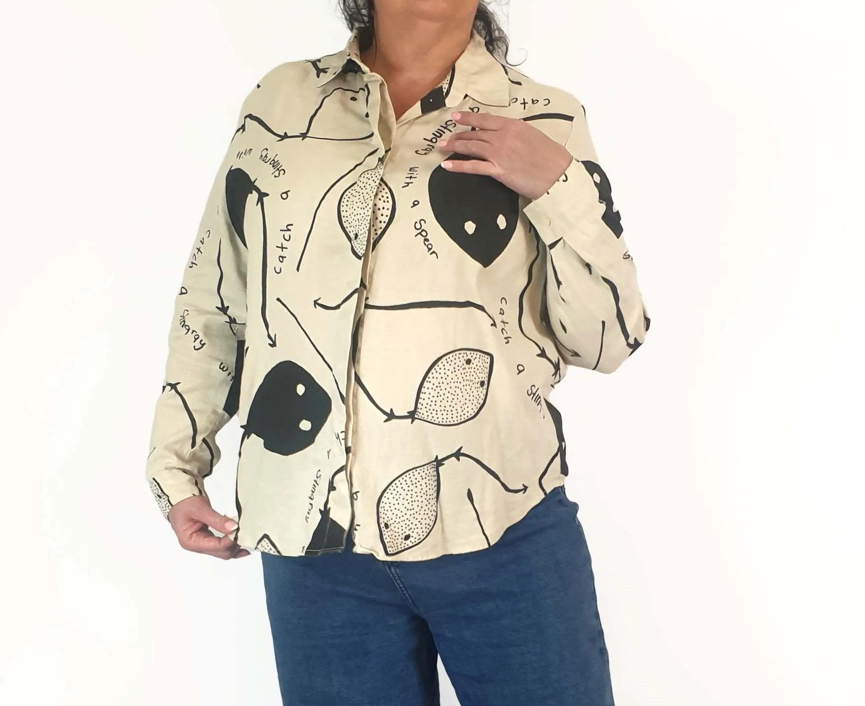 Magpie Goose linen stingray shirt size 16