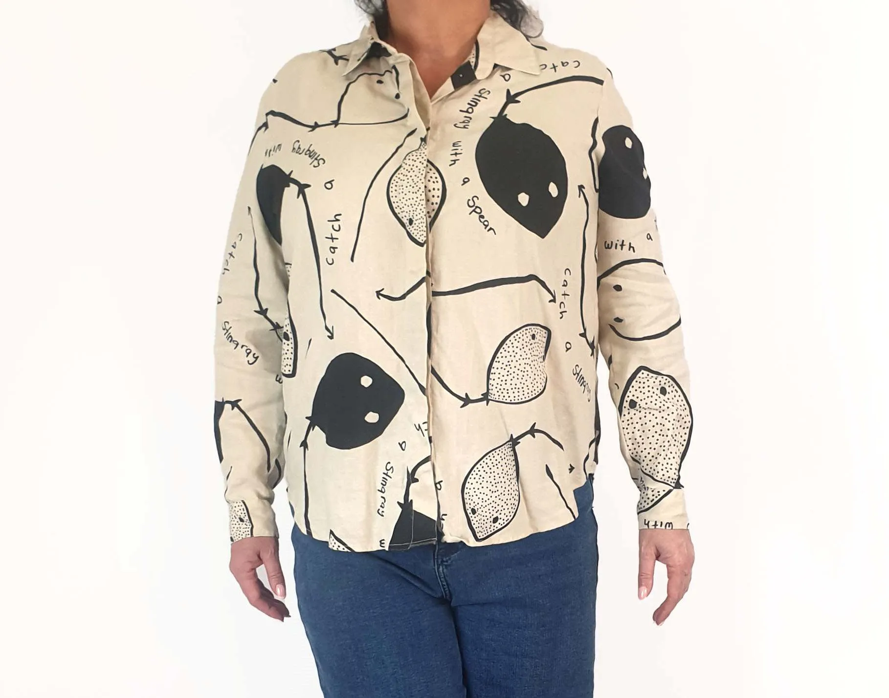 Magpie Goose linen stingray shirt size 16