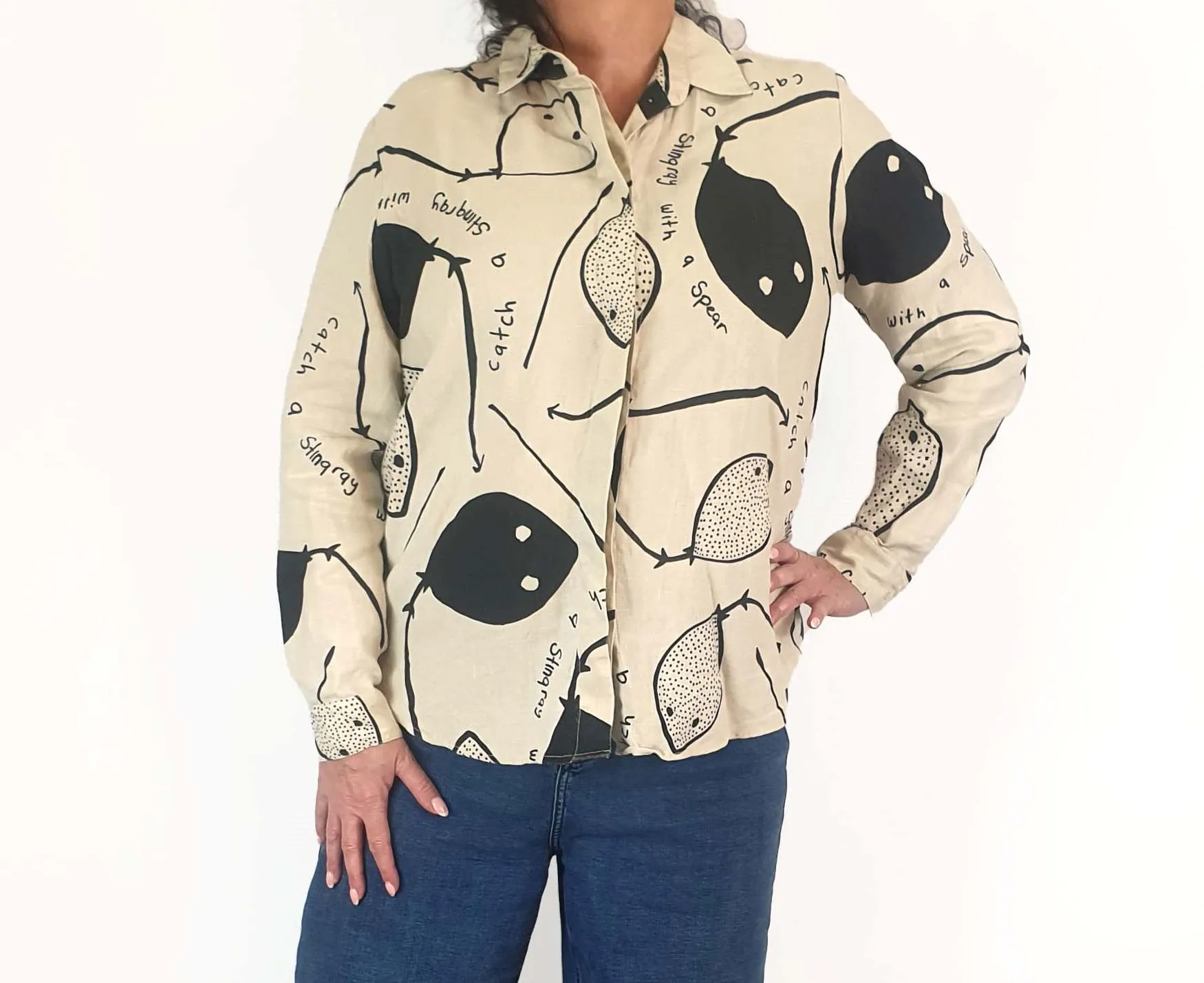 Magpie Goose linen stingray shirt size 16