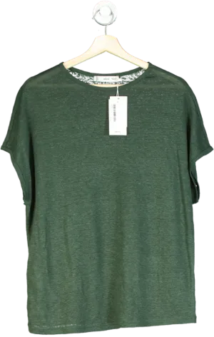 MANGO Green Short-sleeved Linen T-shirt UK S