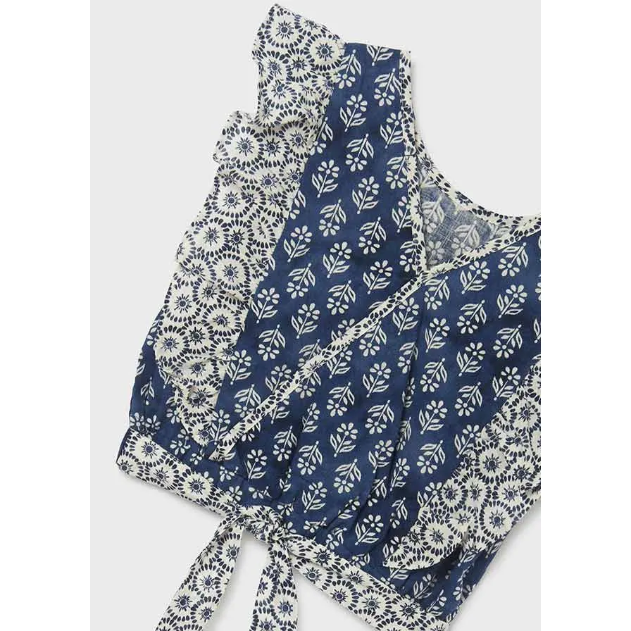 Mayoral Blue Ruffled Cotton Blouse Girl