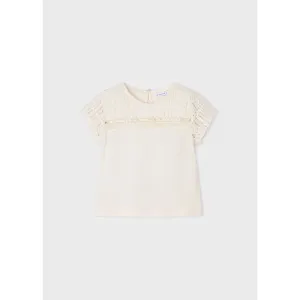 Mayoral Chickpea Applique Cotton Short Sleeve Top