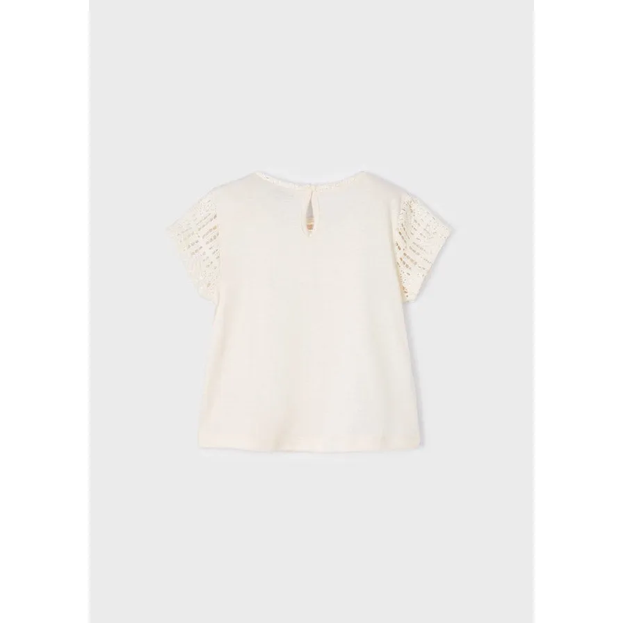 Mayoral Chickpea Applique Cotton Short Sleeve Top