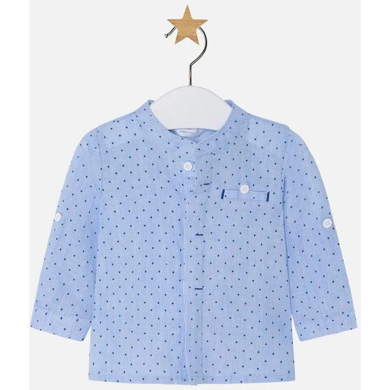Mayoral Linen Mao Shirt Blue LS