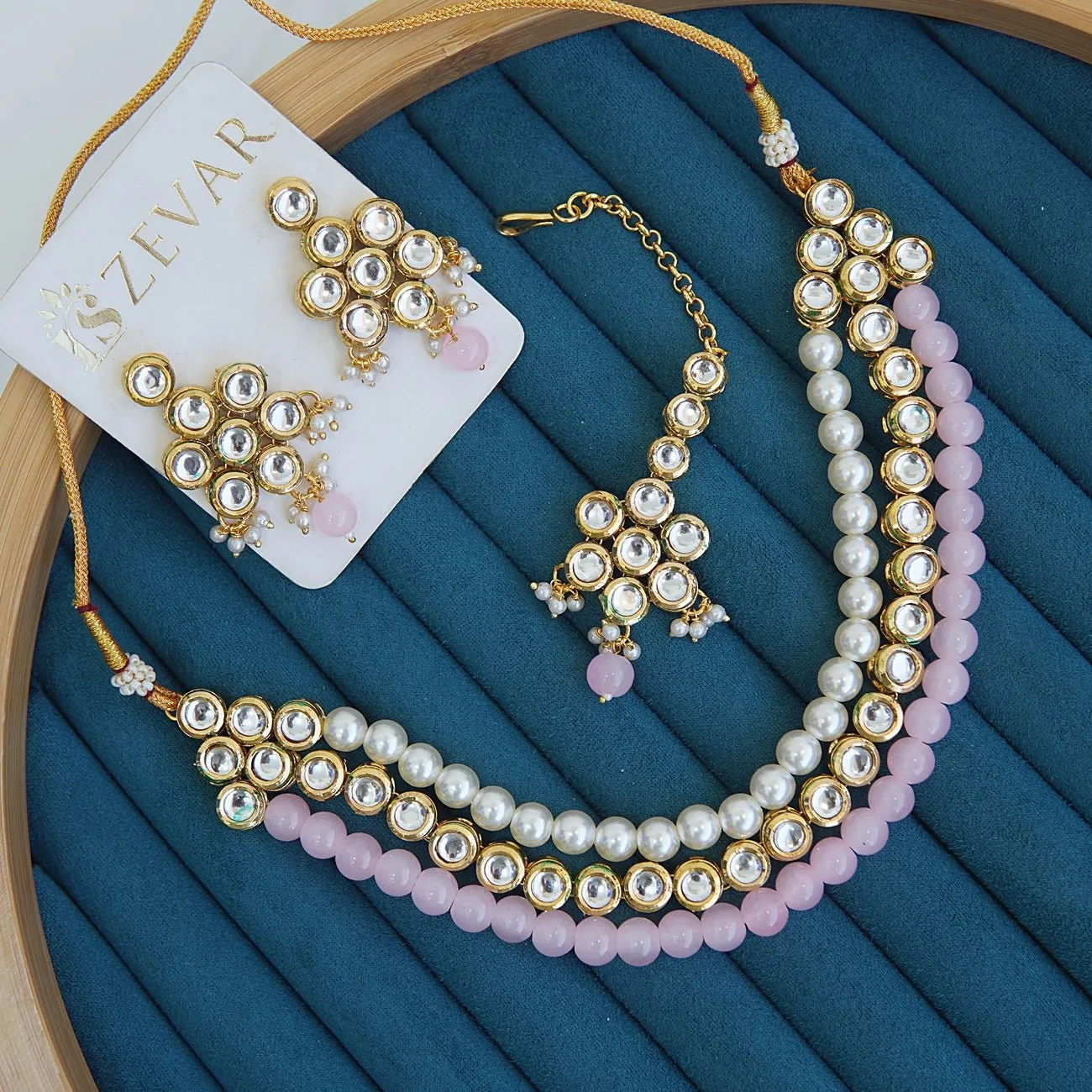 Mena Kundan Triple Line Necklace Set