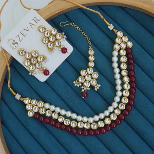 Mena Kundan Triple Line Necklace Set