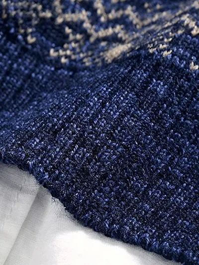 Men's Space Dye Geometric Pattern Crew Neck Sweater