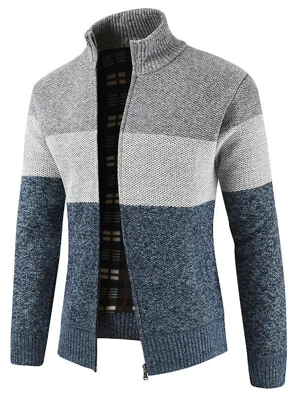 Men's Stripe Stand Collar Sweater for Spring & Fall