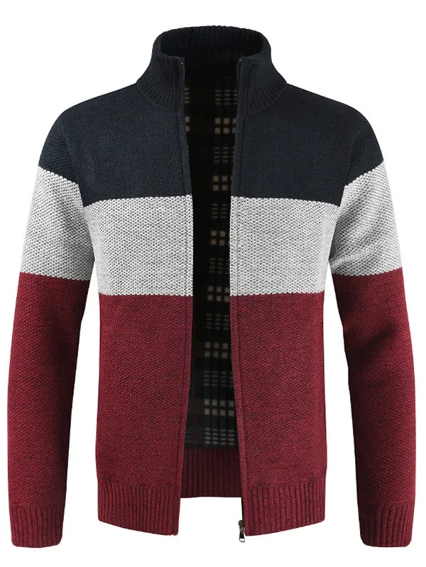 Men's Stripe Stand Collar Sweater for Spring & Fall