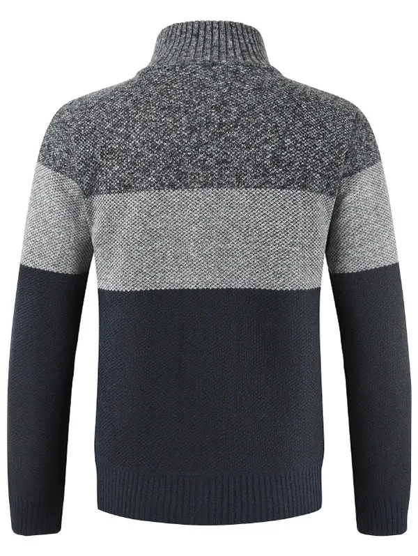 Men's Stripe Stand Collar Sweater for Spring & Fall