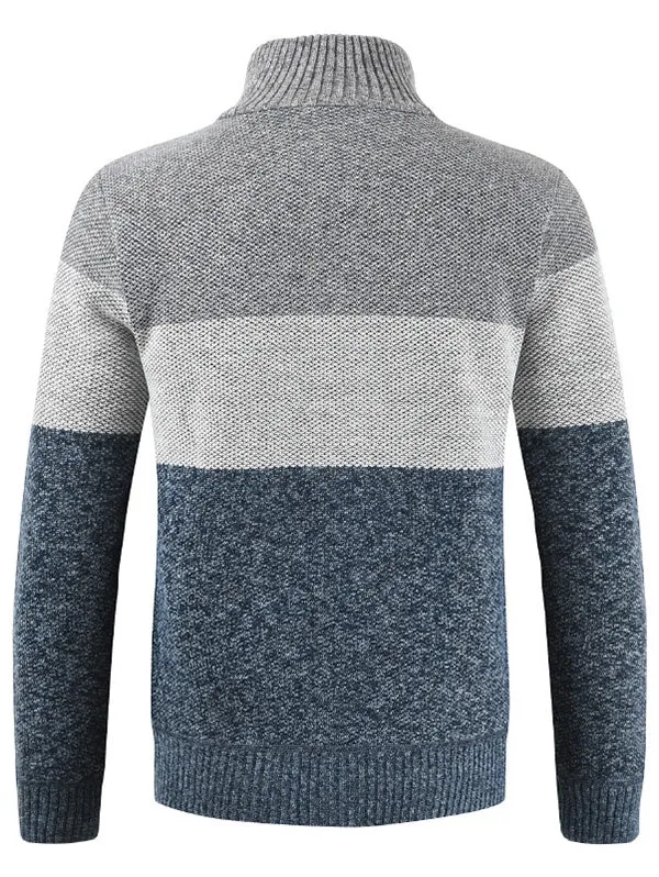 Men's Stripe Stand Collar Sweater for Spring & Fall