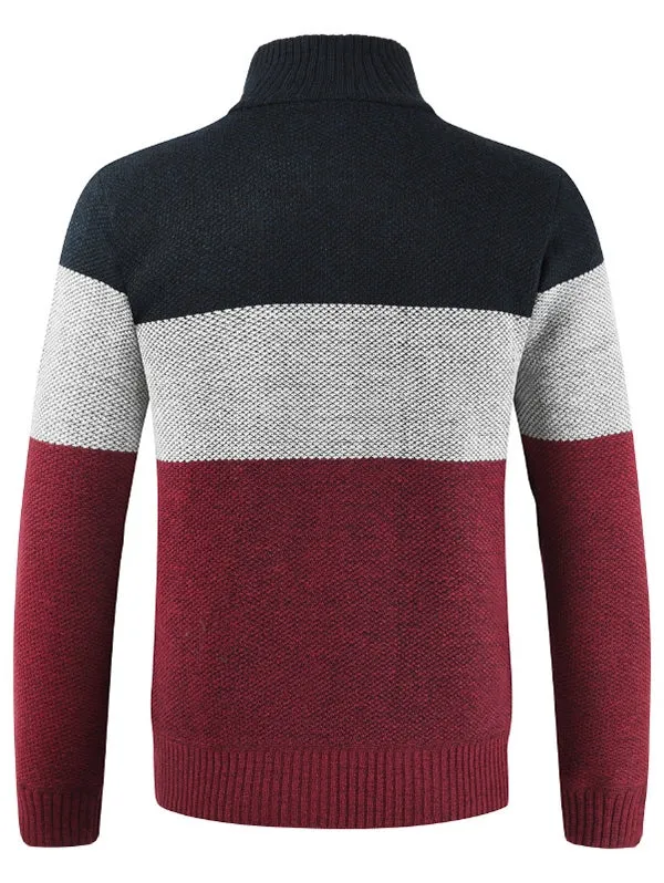 Men's Stripe Stand Collar Sweater for Spring & Fall