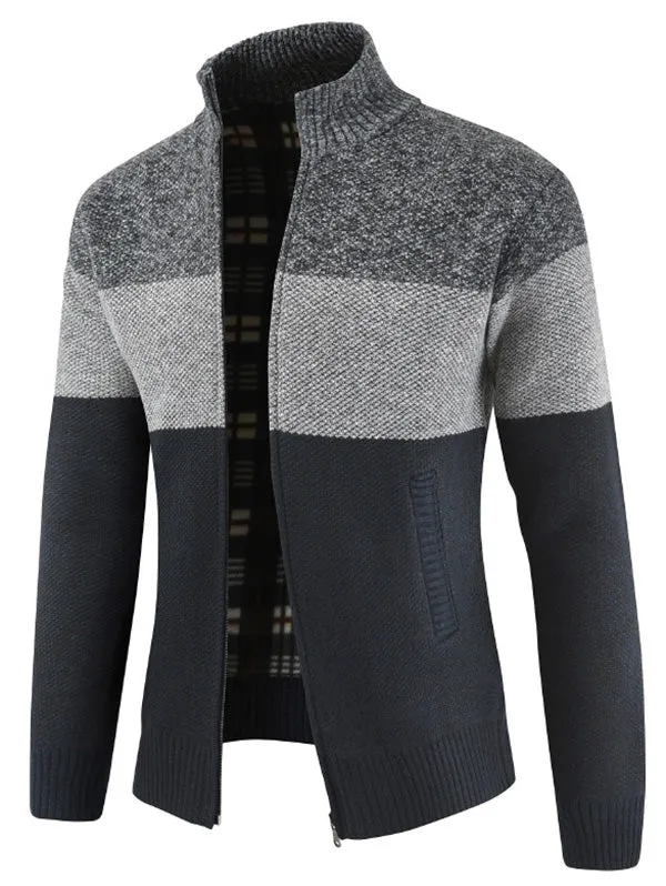 Men's Stripe Stand Collar Sweater for Spring & Fall