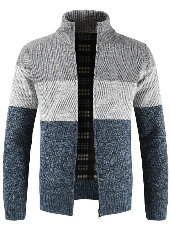 Men's Stripe Stand Collar Sweater for Spring & Fall