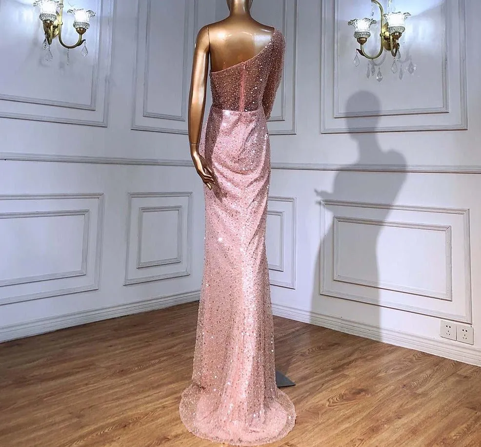 Mermaid Evening Dresses One Shoulder Beaded For Women Party