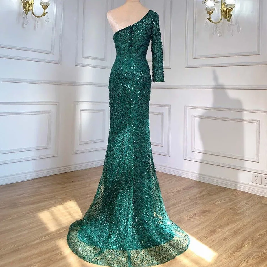 Mermaid Evening Dresses One Shoulder Beaded For Women Party