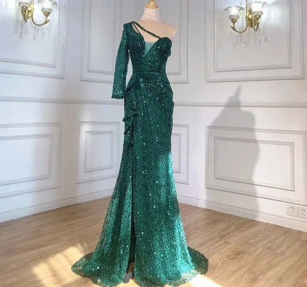 Mermaid Evening Dresses One Shoulder Beaded For Women Party
