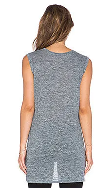 Michael Stars Linen Tank With Side Slits | Charcoal