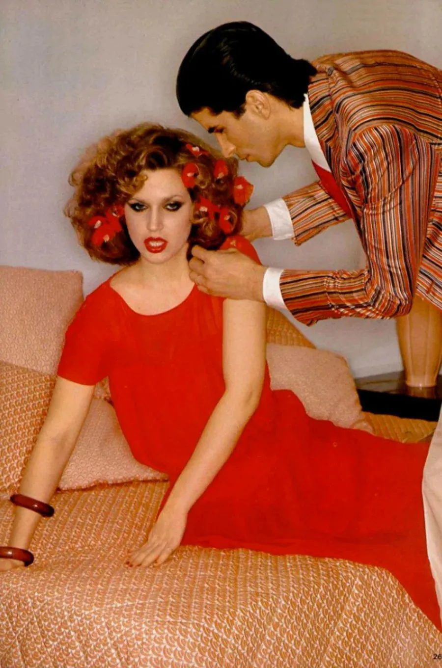 Minimalist Spring 1977 Christian Dior by Marc Bohan Haute Couture Red Silk Jersey Dress w Button Back