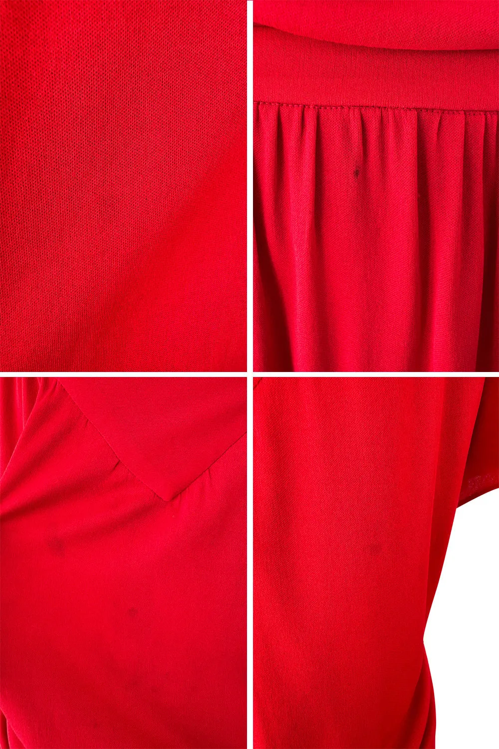 Minimalist Spring 1977 Christian Dior by Marc Bohan Haute Couture Red Silk Jersey Dress w Button Back