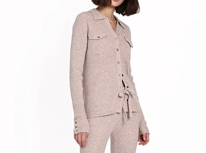 Minnie Rose Cashmere Ribbed Top with Pockets