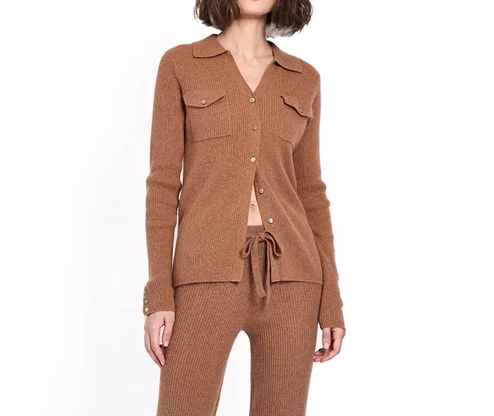 Minnie Rose Cashmere Ribbed Top with Pockets