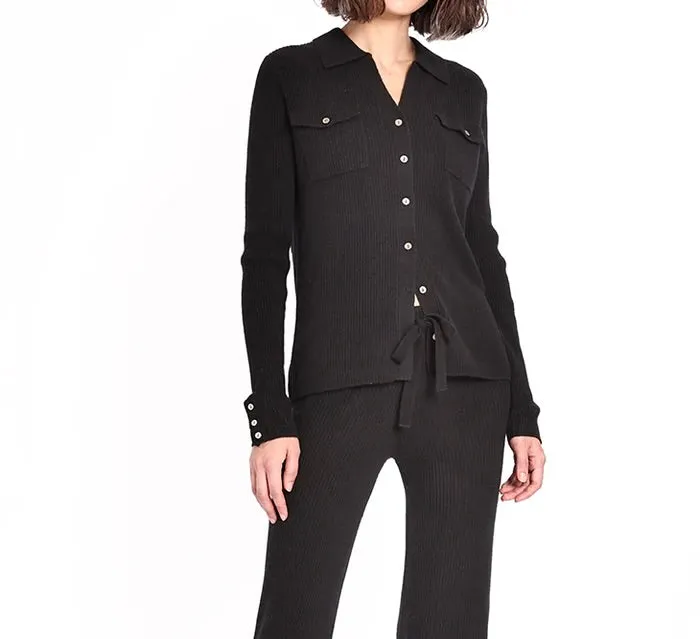 Minnie Rose Cashmere Ribbed Top with Pockets