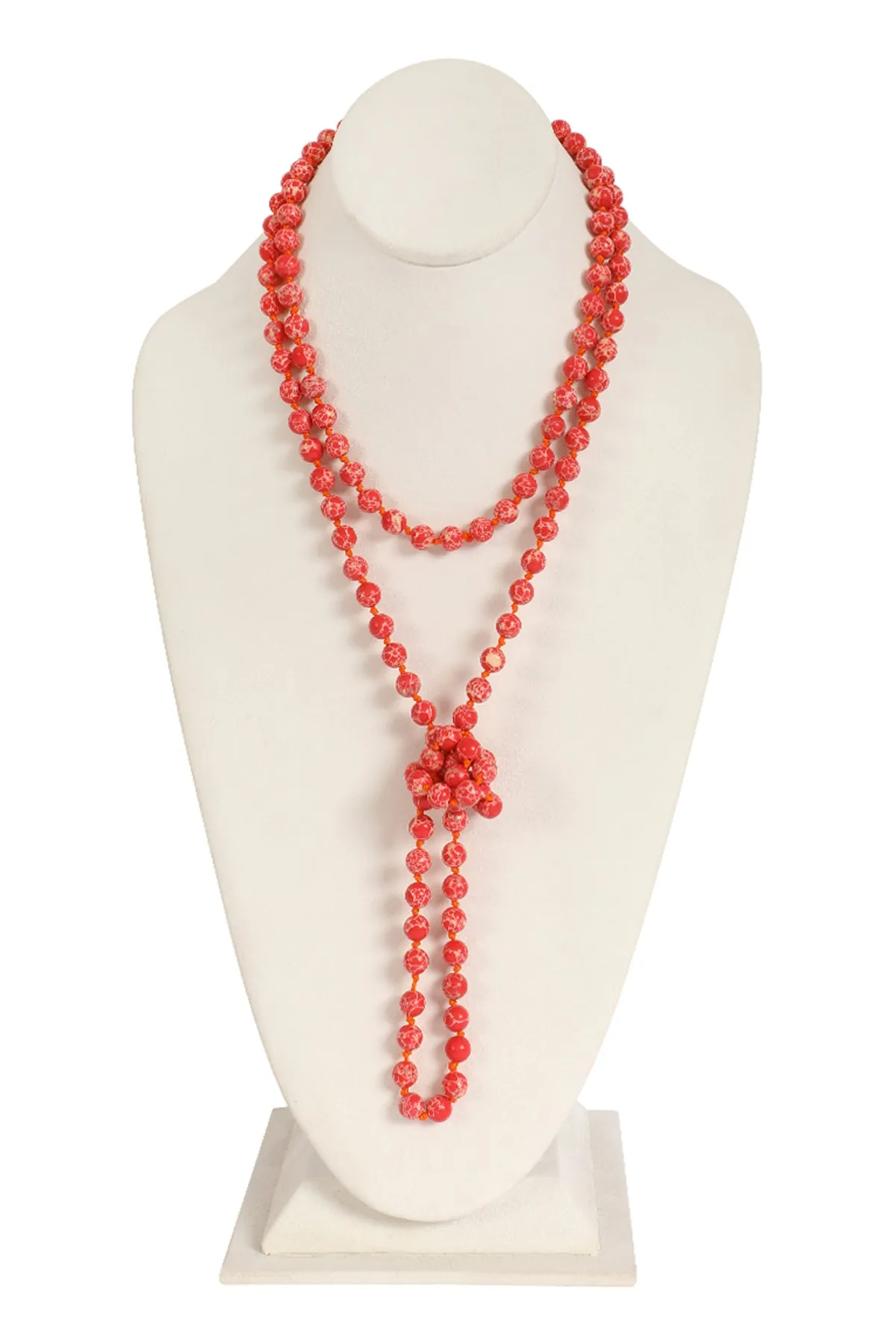 NATURAL STONE LONG LINE KNOTTED NECKLACE
