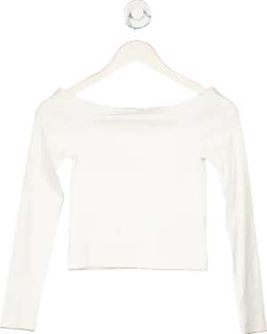 New Look White Clean Long sleeve Bardot Top UK 8