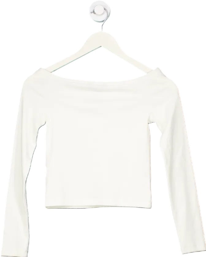 New Look White Clean Long sleeve Bardot Top UK 8