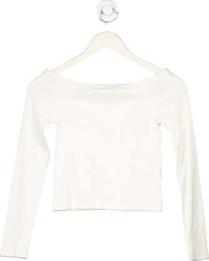 New Look White Clean Long sleeve Bardot Top UK 8
