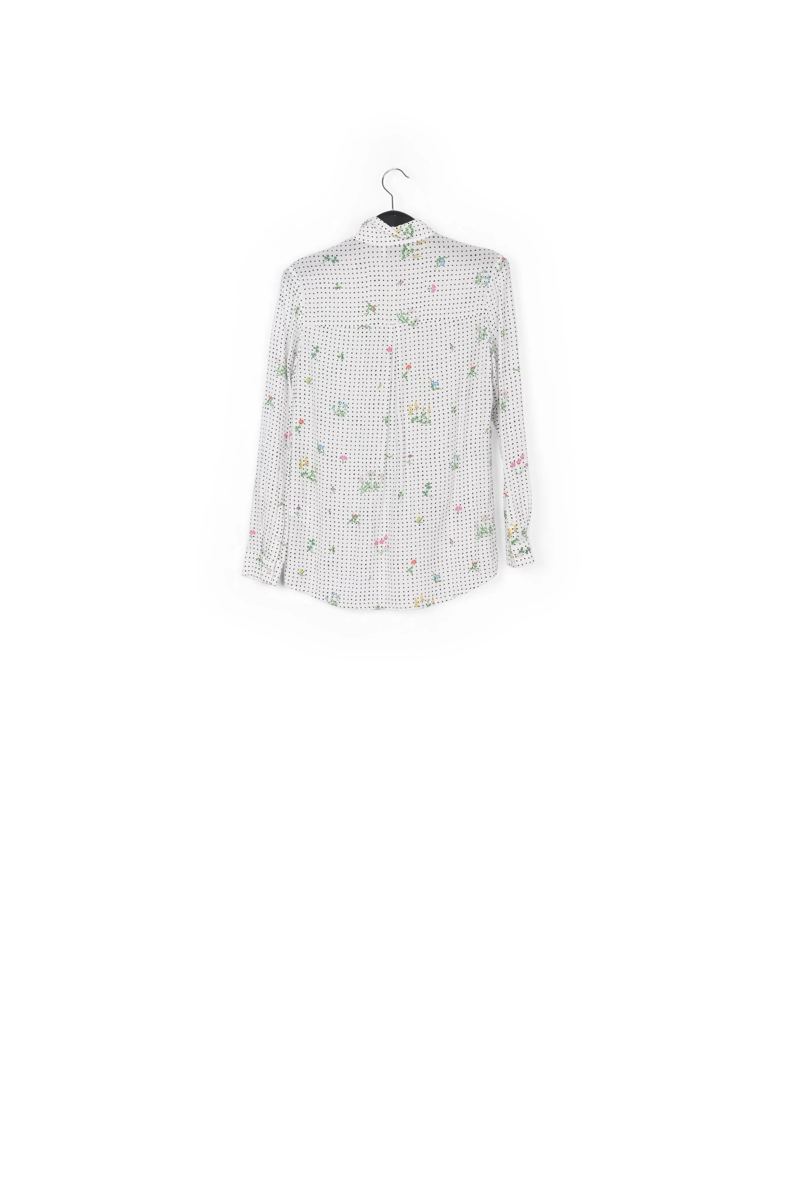 Off-white polka dot and floral silk shirt