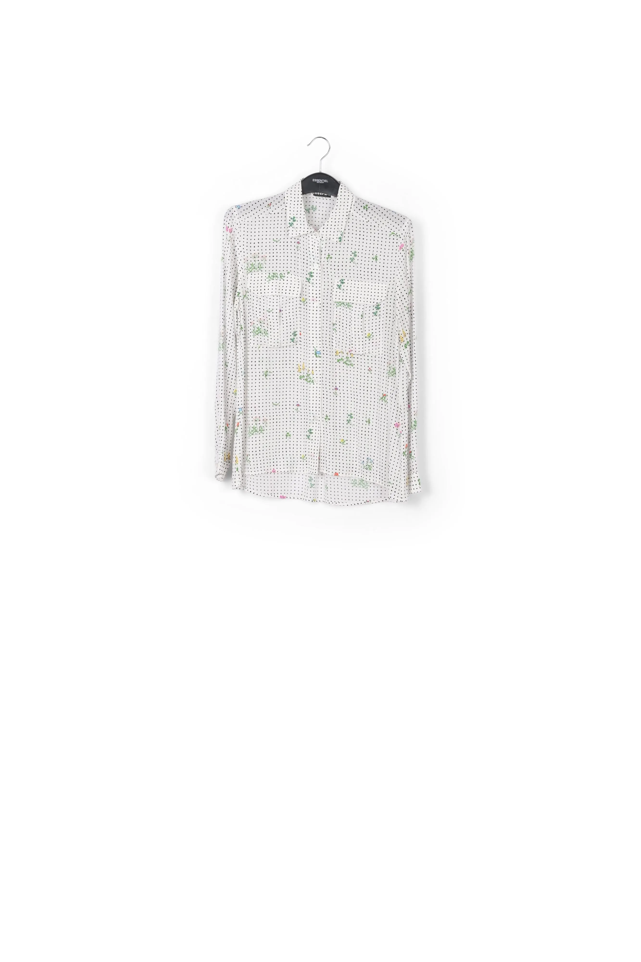 Off-white polka dot and floral silk shirt