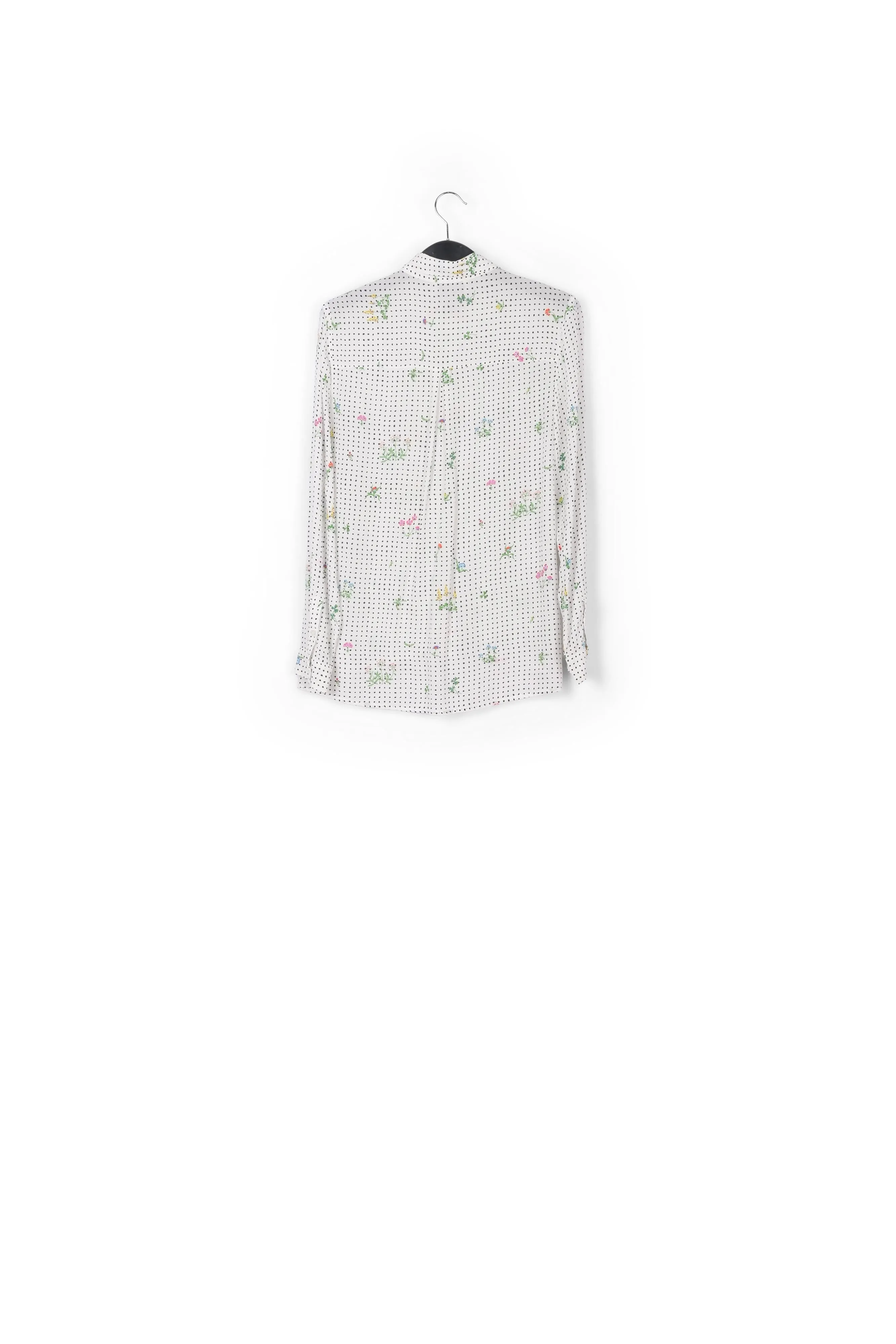 Off-white polka dot and floral silk shirt