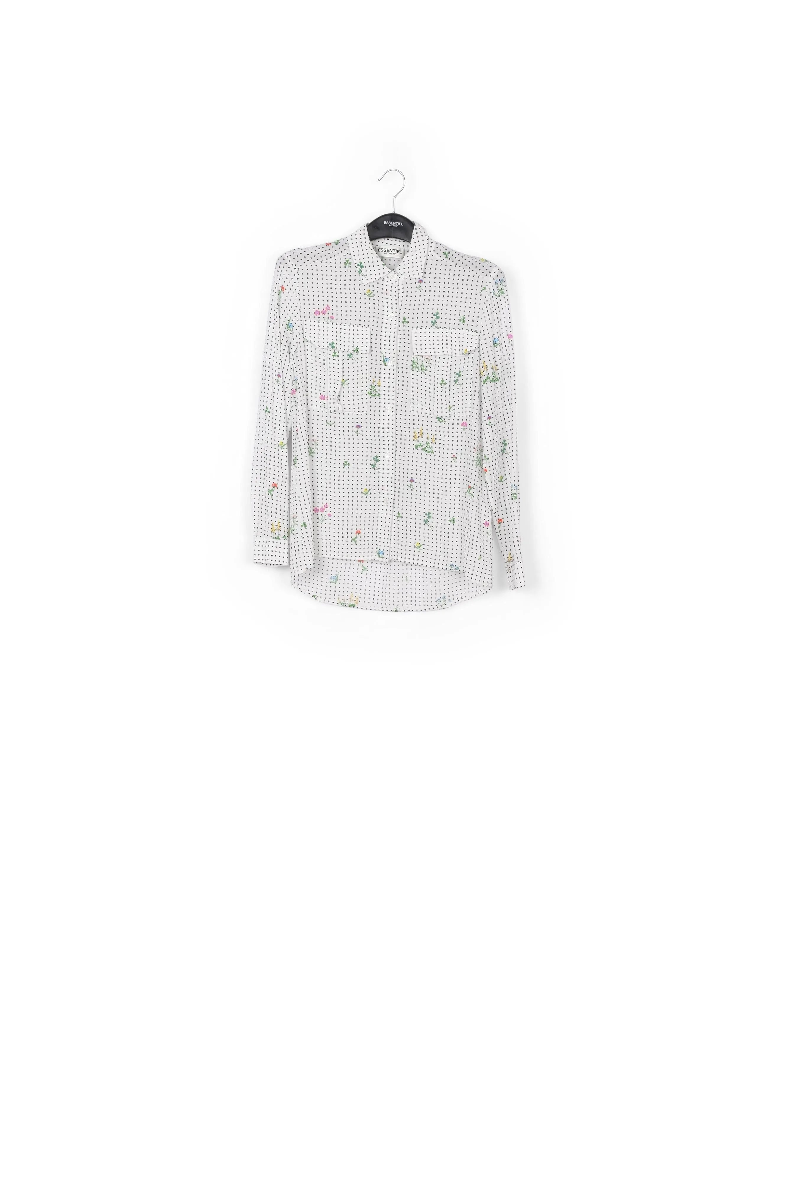 Off-white polka dot and floral silk shirt