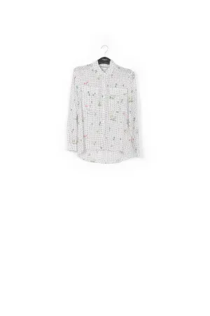 Off-white polka dot and floral silk shirt