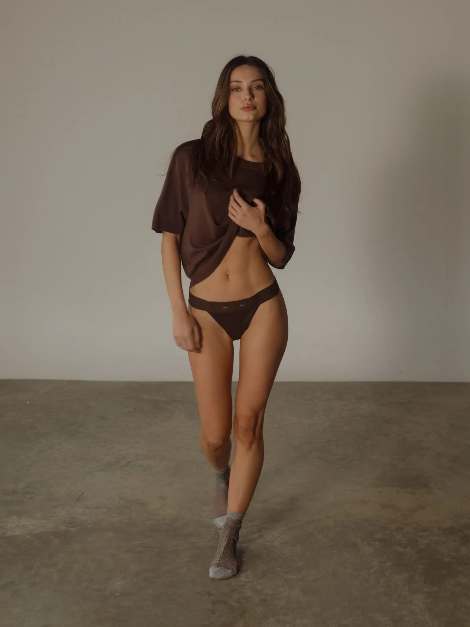 OH COTTON THONG  - ESPRESSO