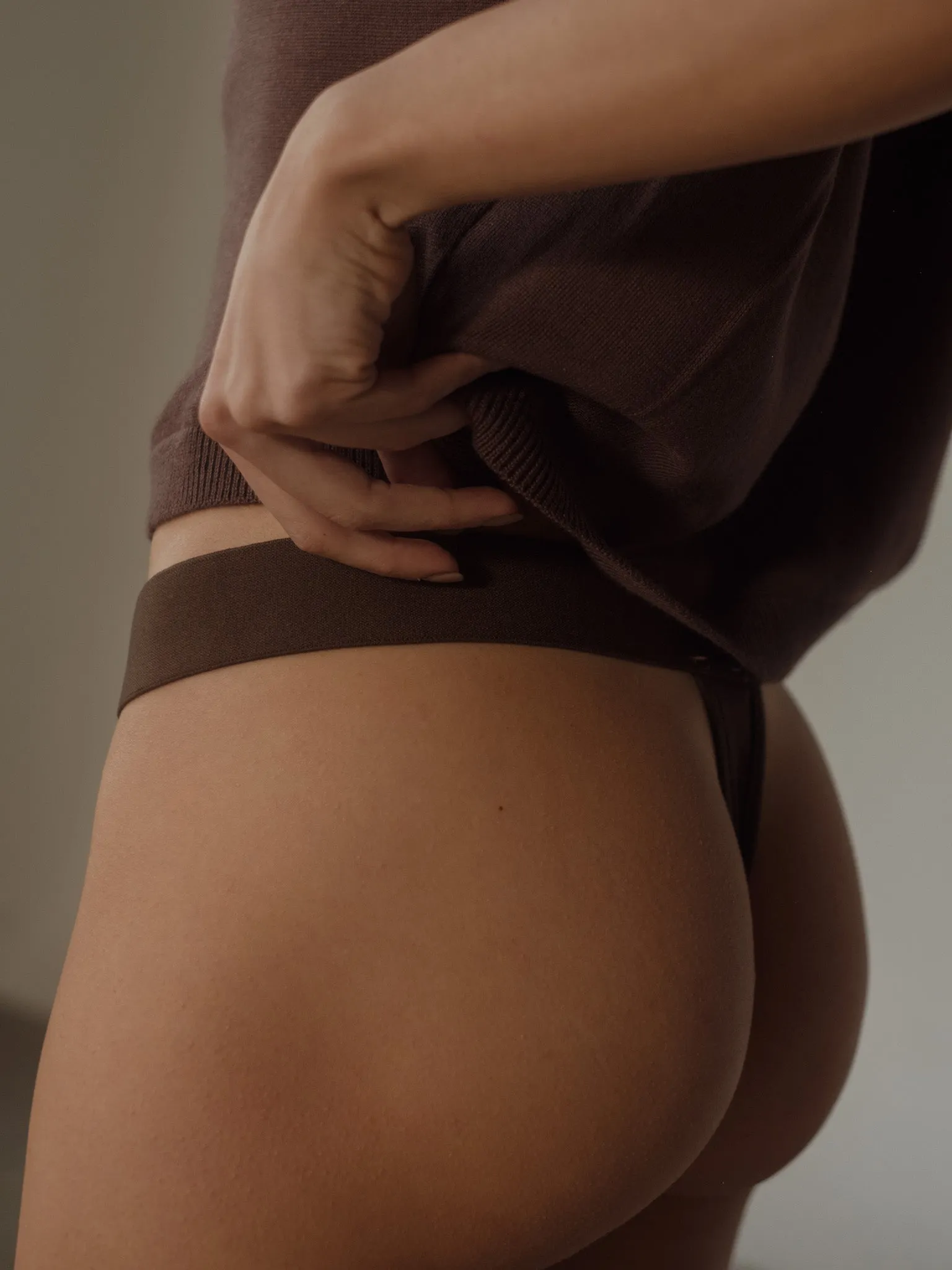 OH COTTON THONG  - ESPRESSO