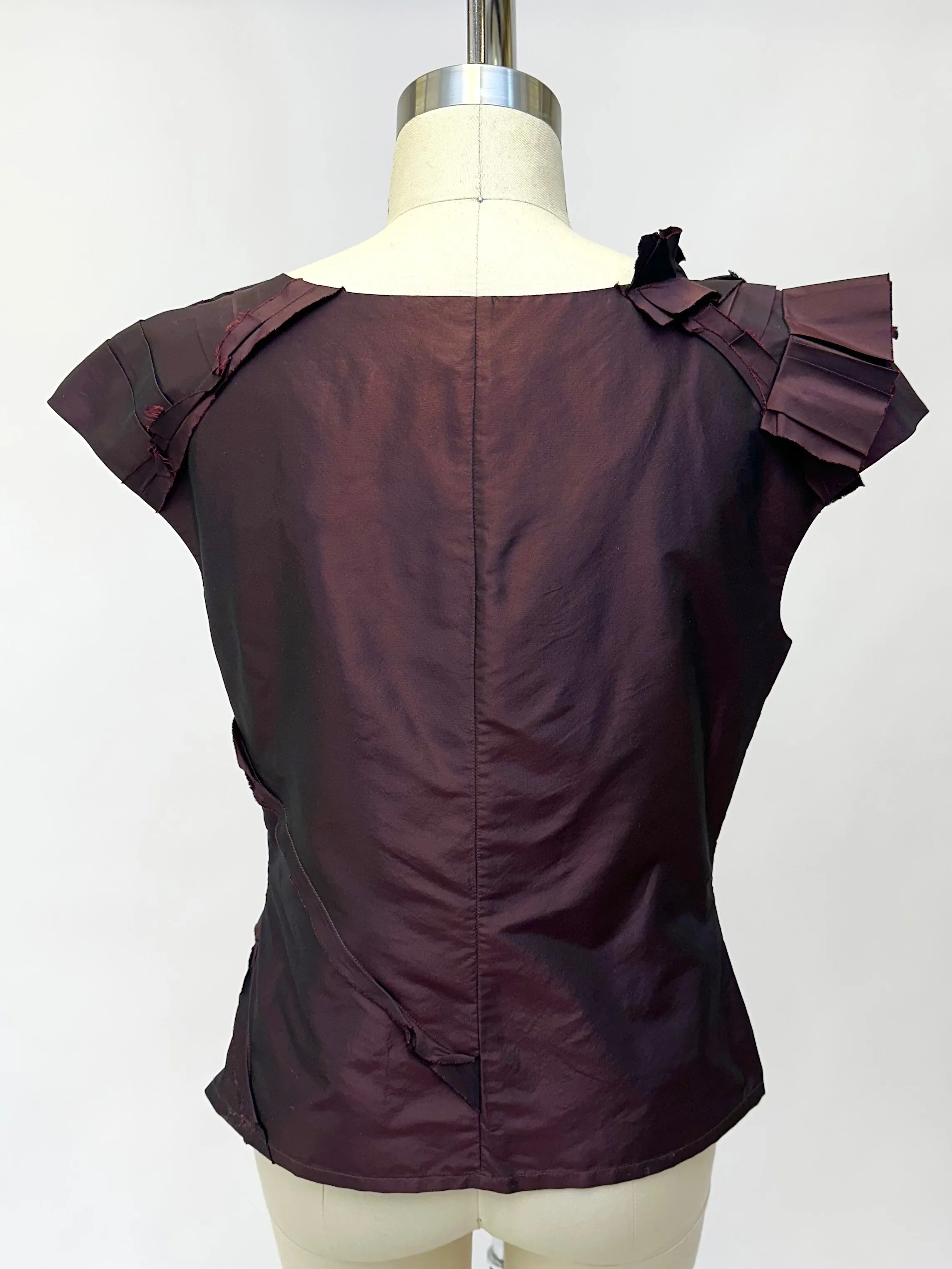 Oscar De La Renta Taffeta Ruched Blouse