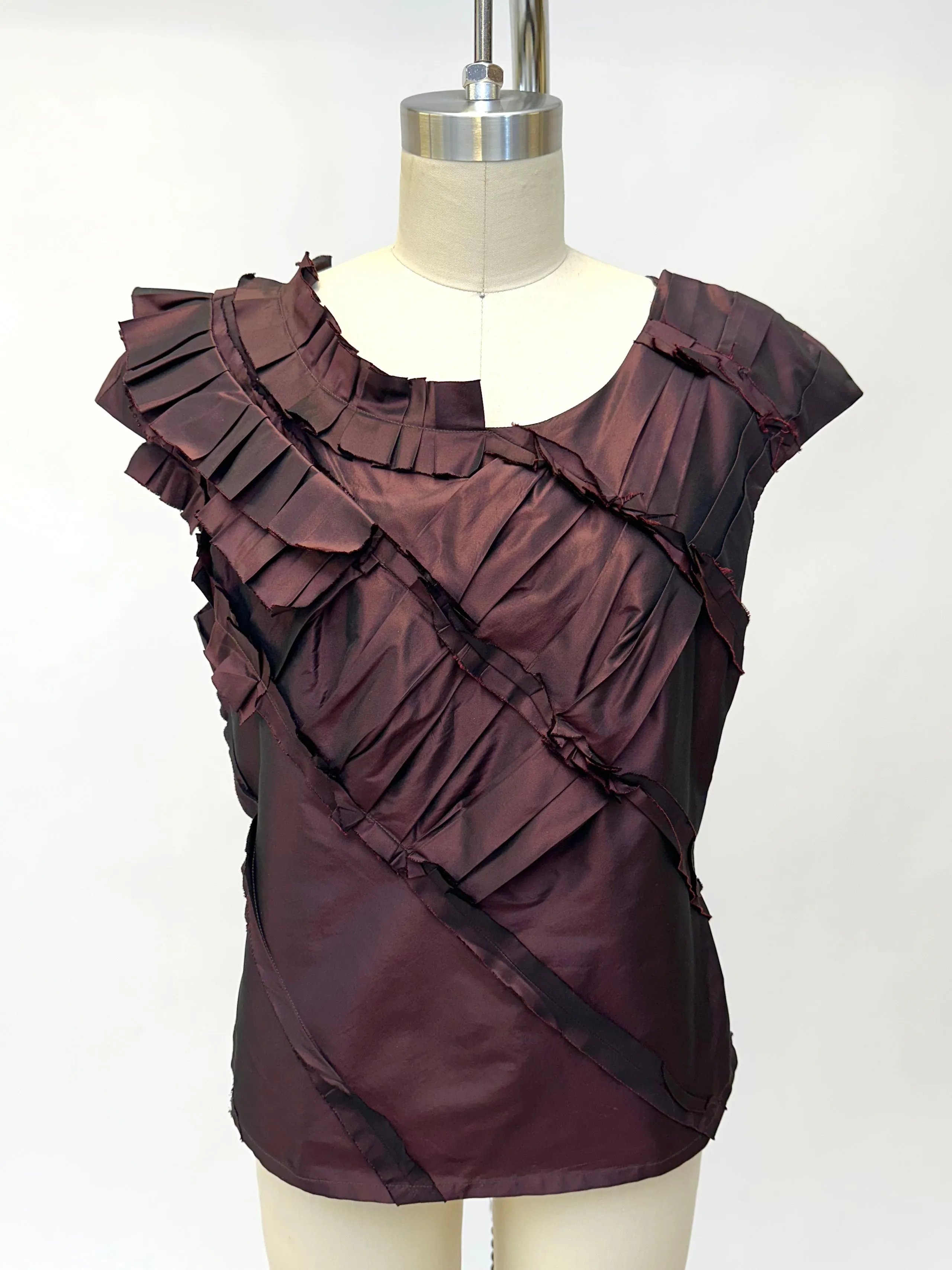 Oscar De La Renta Taffeta Ruched Blouse