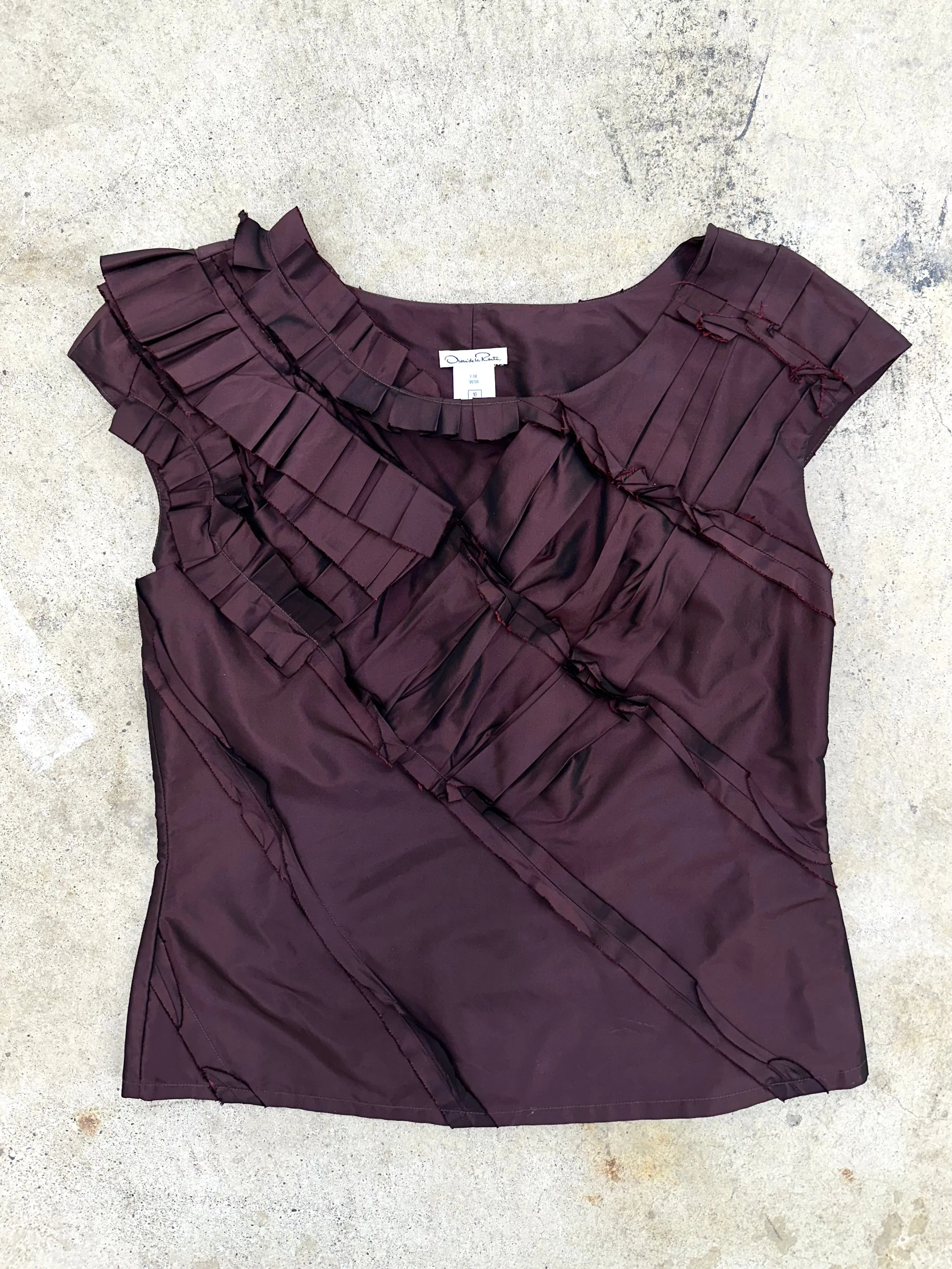 Oscar De La Renta Taffeta Ruched Blouse