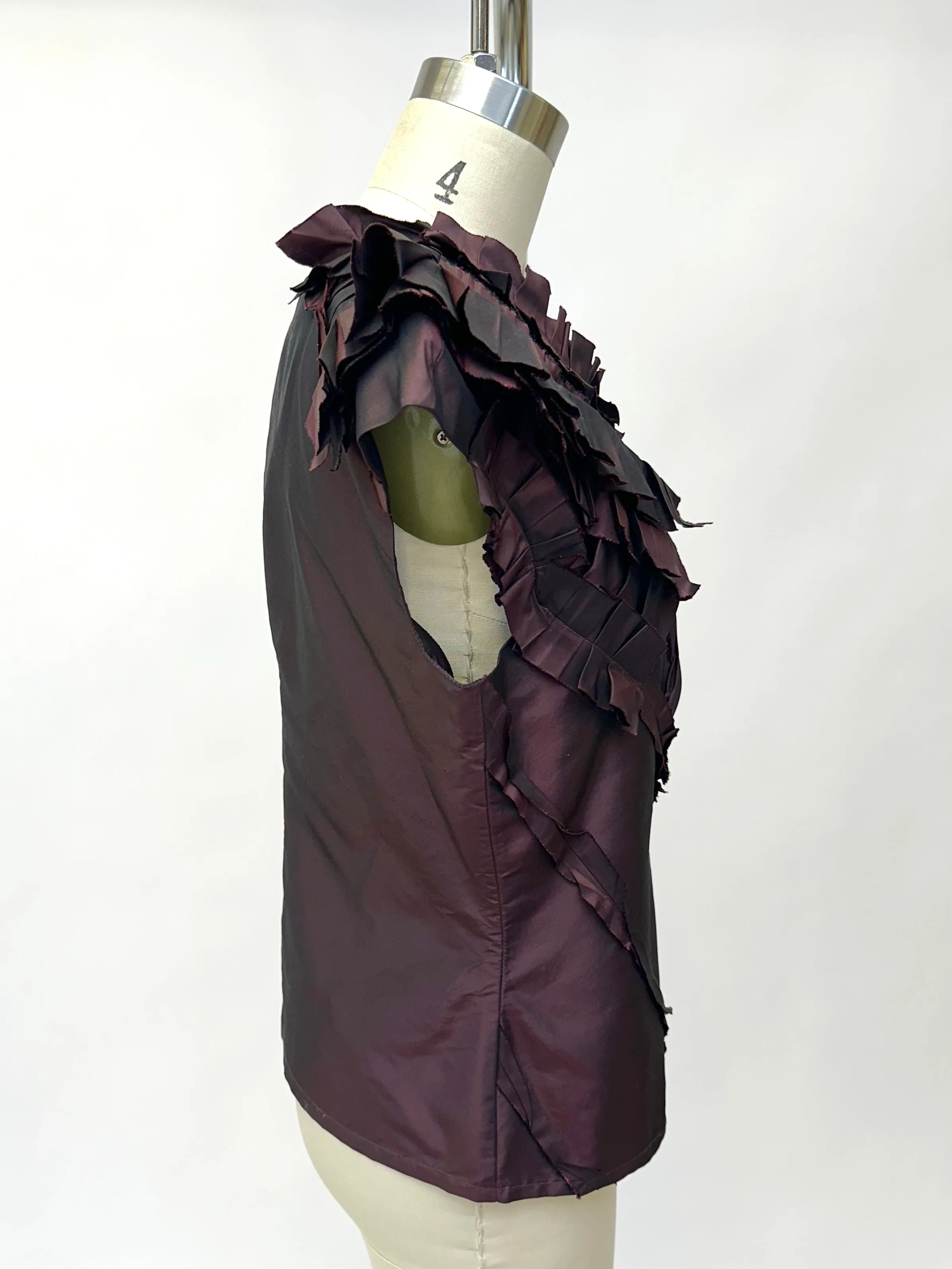 Oscar De La Renta Taffeta Ruched Blouse