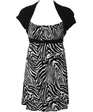 Plus Size Zebra Layered Shrug Top Dress