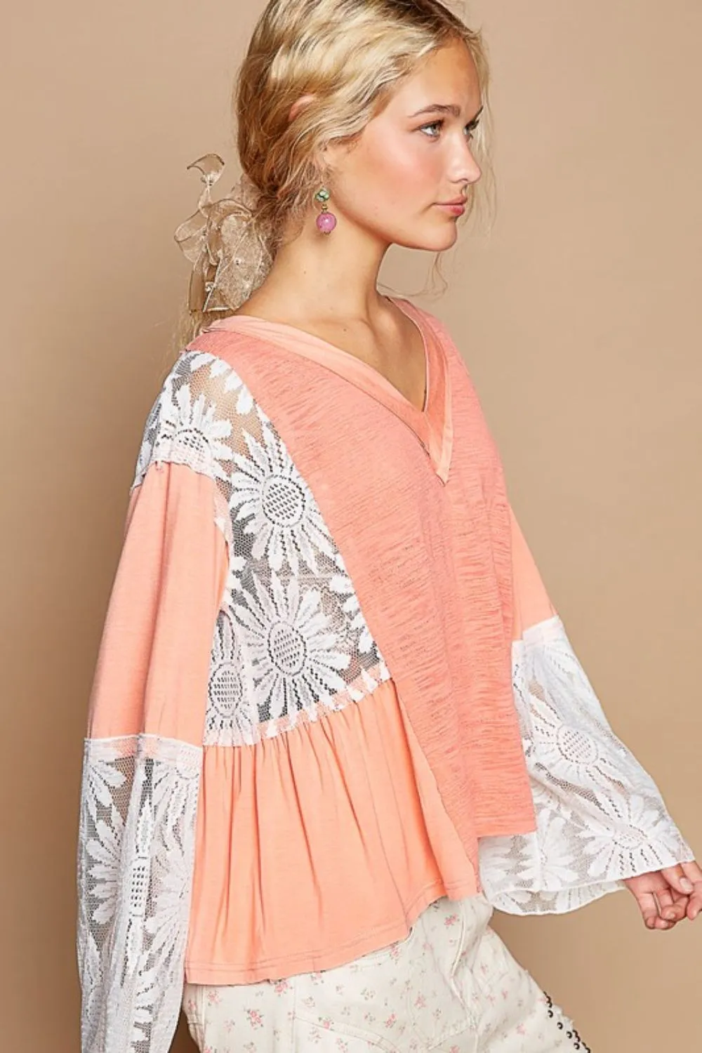 POL Anything But Basic Top- Coral