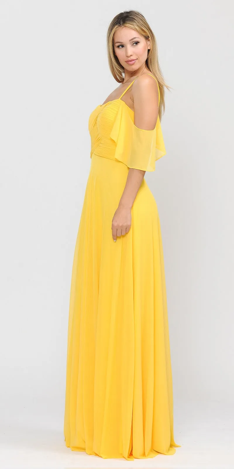 Poly USA 8552 A-Line Cold-Shoulder Long Formal Dress