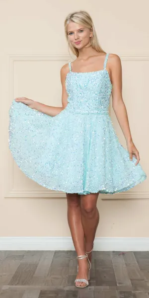 Poly USA 8930 Short A-line Sequins Strapless Dress