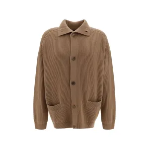 PRADA Men Brown Cardigan Cashmere Solid Knitted Buttons Thermal Sweater Sz IT 48