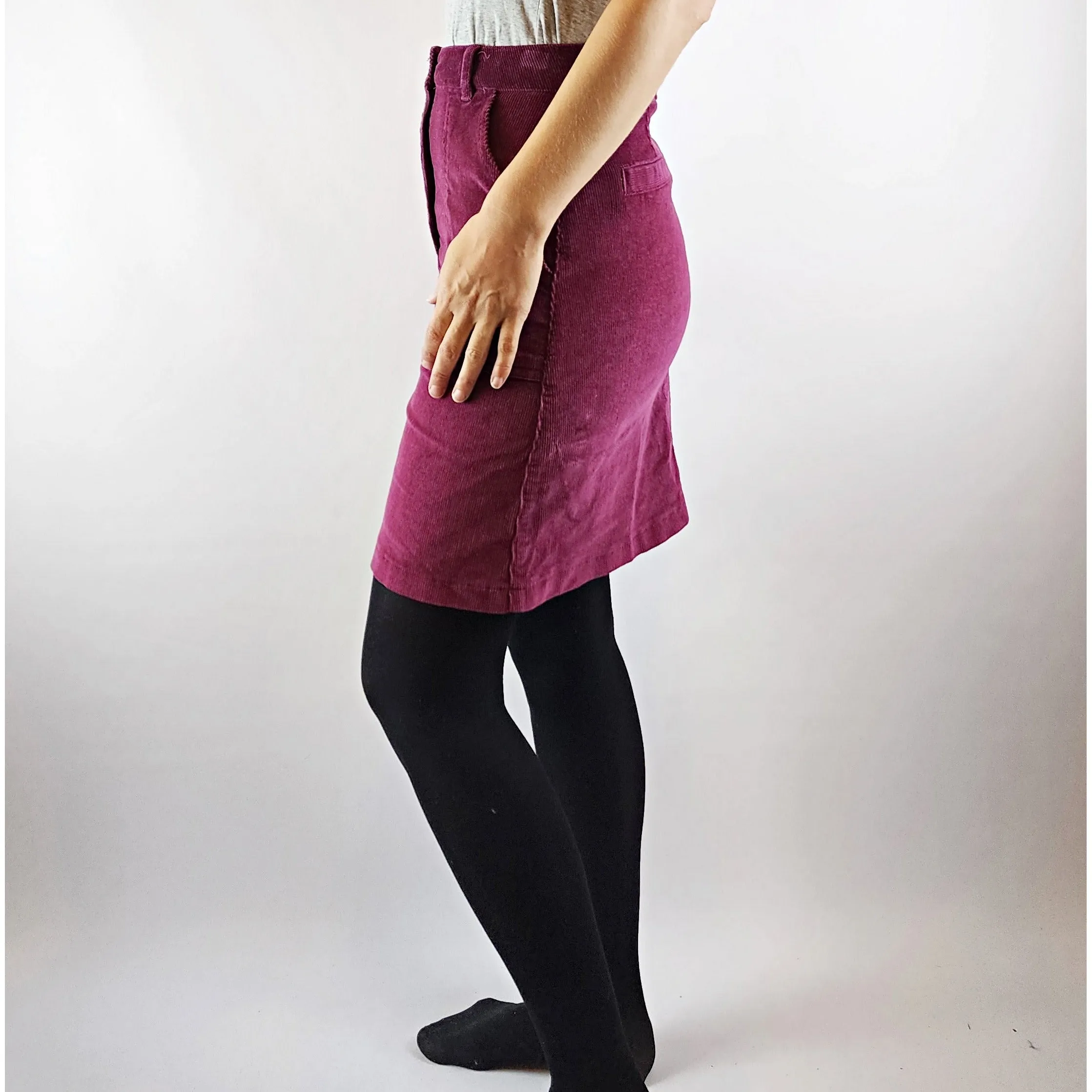 Princess Highway plum red thin cord skirt with pockets size 8