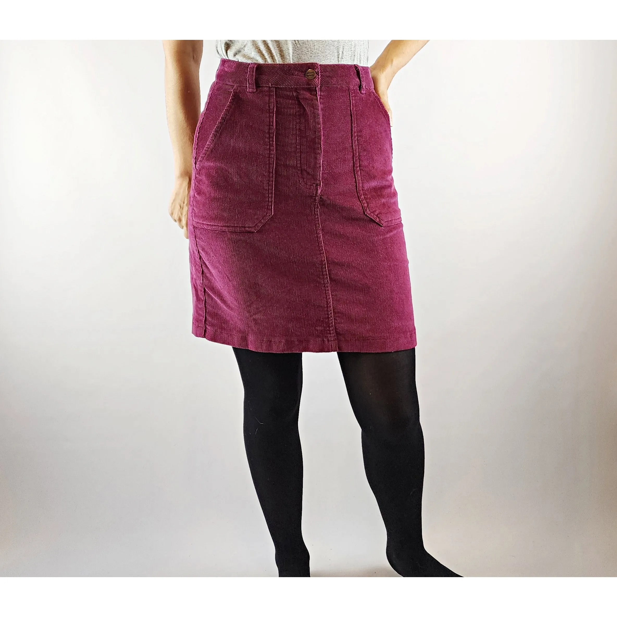 Princess Highway plum red thin cord skirt with pockets size 8